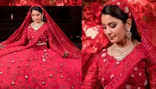 Muslim Bride Dons A Unique 3D Red Flower Lehenga For Her 'Nikaah', Styles It With Diamonds