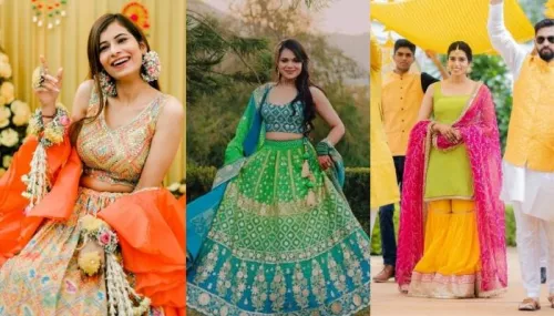 20 Stylish 'Haldi' Outfits For To-Be-Brides: From 'Bandhani'-Printed Lehenga To Multi-Hued 'Sharara'