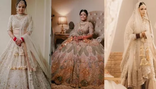 15 Sikh Brides Who Wore Pastel-Hued Outfits On Their Wedding: From Peach Lehenga To Grey 'Sharara'