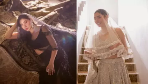 Pakistani Actress, Mahira Khan Turns Muse For Indian Designer, Sawan Gandhi In Sparkly Monochromes