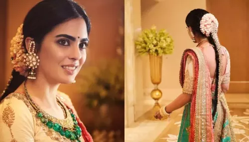 Isha Ambani Slips Into A South Indian Lehenga With 'Gajra' And Gold Hair Accessory For 'Haldi'