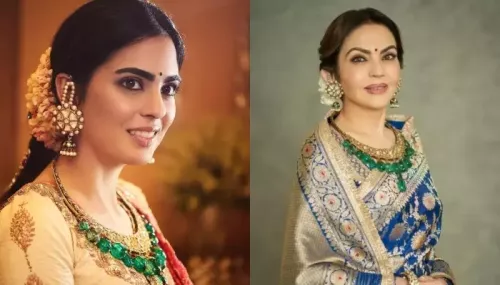 Isha Ambani Rewore Her Mom, Nita Ambani's Huge Jadau Necklace And Earrings For Bhai, Anant's 'Haldi'