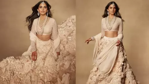 Isha Ambani Wore Sabyasachi Mukherjee's Huge 3D Flower Lehenga For Anant Ambani's Reception