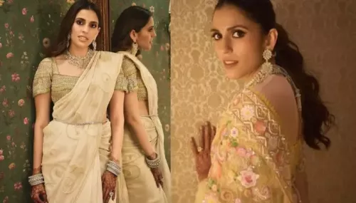 Shloka Mehta Exudes Charm In Two Beautiful Sarees At Anant's 2nd Reception With Huge Diamond Choker