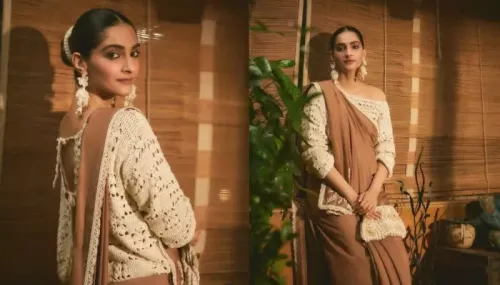 Sonam Kapoor Styled A Rs. 47K Backless Crochet Top With A Saree For BFF, Masaba Gupta's Baby Shower