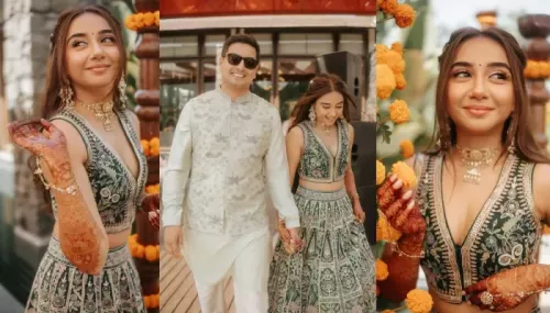 Women Artisans Hand-Embroidered Prajakta Koli's Mehendi Dress, Jewels Were Handcrafted In Rajasthan