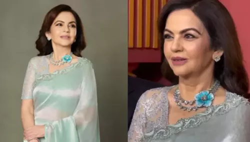 Nita Ambani Stuns In An Exquisite Heart-Shaped Diamond Necklace Sculptural With Turquoise Titanium
