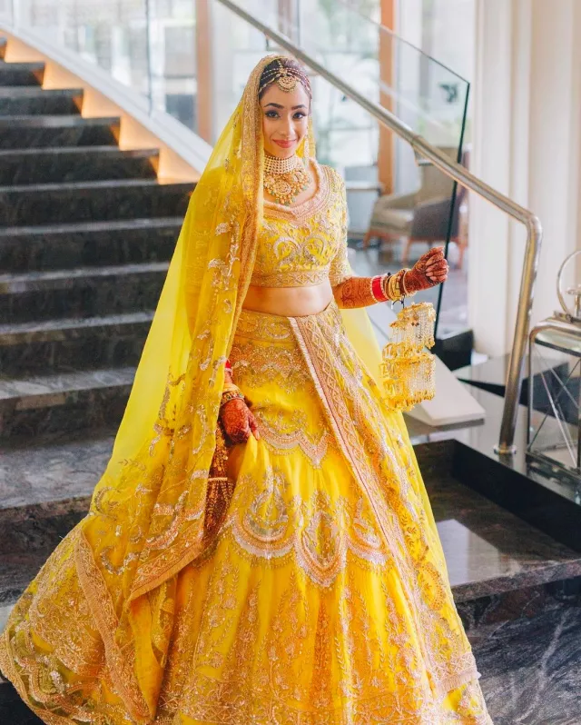 Manish Malhotra Bride Wore A Pineapple Yellow Lehenga For Wedding And A Manish Malhotra Bride Wore A Pineapple Yellow Lehenga For Wedding And A