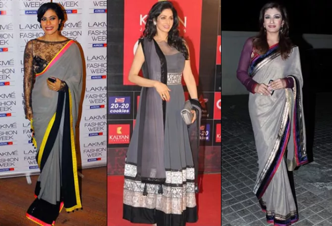 Image result for actress in glacier grey color sarees