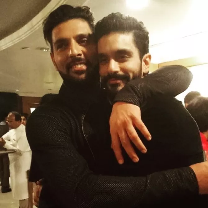 Angad Bedi and Yuvraj Singh