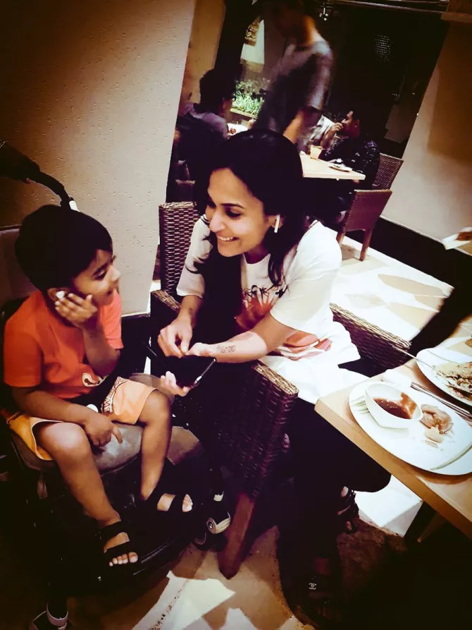 Soundarya Rajnikanth with her son, Ved