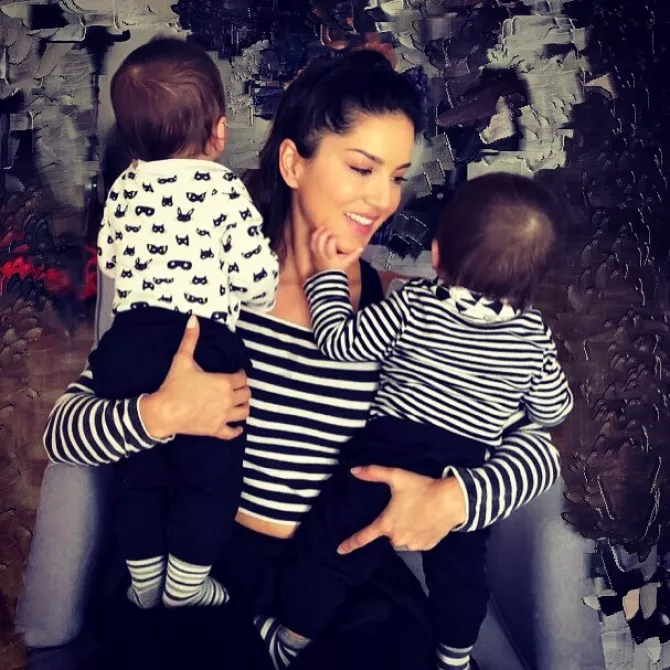 Sunny Leone, Asher Singh Weber and Noah Singh Weber