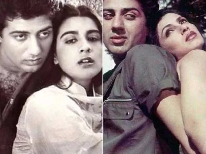 Sunny Deol with Amrita Singh and Dimple Kapadia