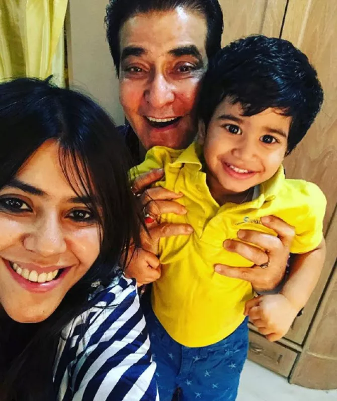 Ekta Kapoor with her nephew