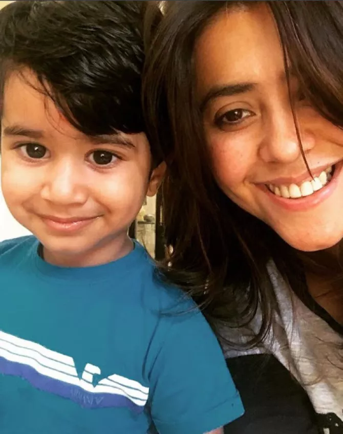Ekta Kapoor with her nephew