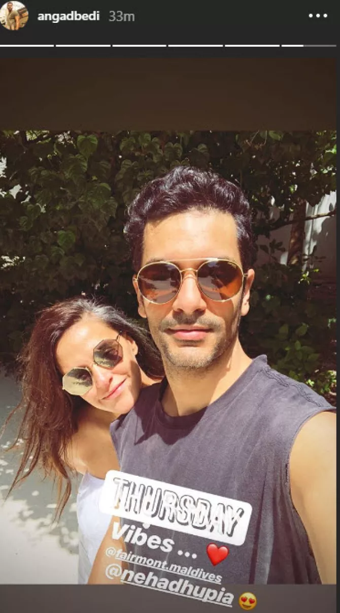 Neha Dhupia And Angad Bedi Honeymooning In Maldives