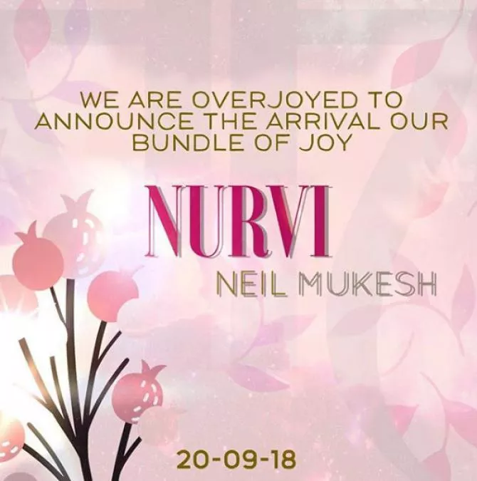 Neil Nitin Mukesh And Rukmini Sahay Baby Girl