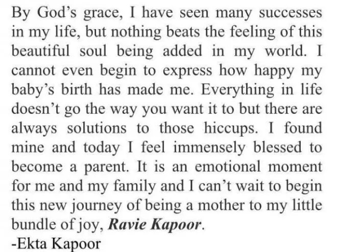 Ekta Kapoor becomes a mother