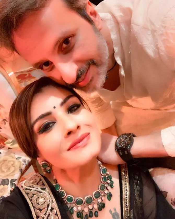 Raveena Tandon Thadani with husband, Anil Thadani