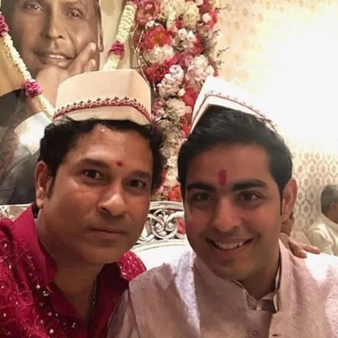 Akash Ambani and Sachin