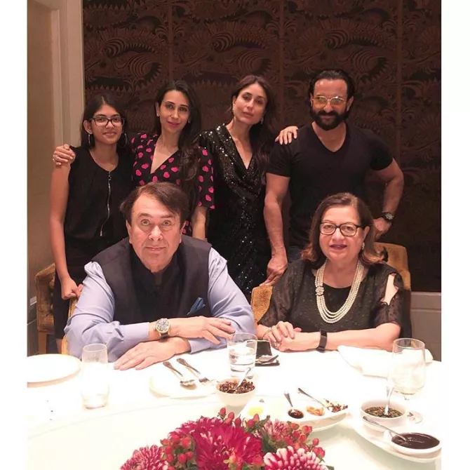 Randhir Kapoor, Babita, Karisma Kapoor, Kareena Kapoor Khan and Saif Ali Khan
