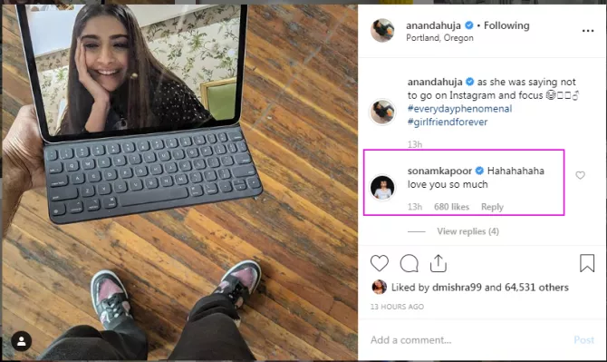 Sonam and Anand video call