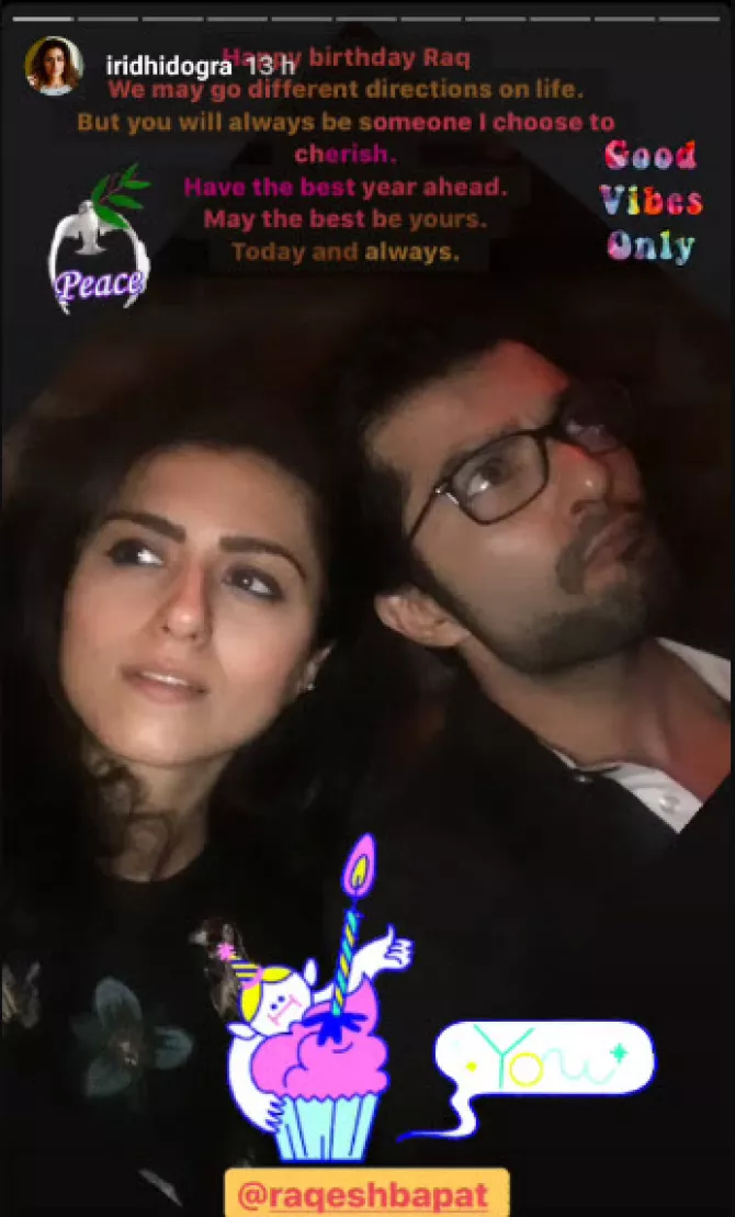 Ridhi Dogra birthday wish for Raqesh Bapat