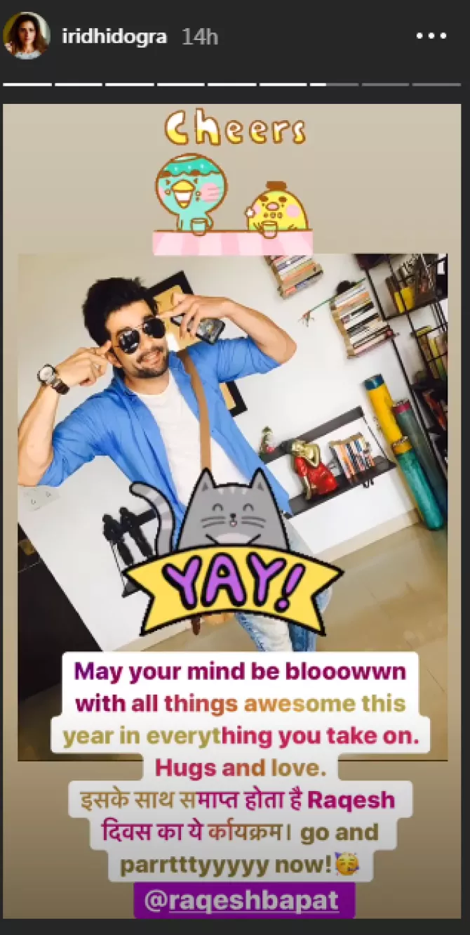 Ridhi Dogra birthday wish for Raqesh Bapat