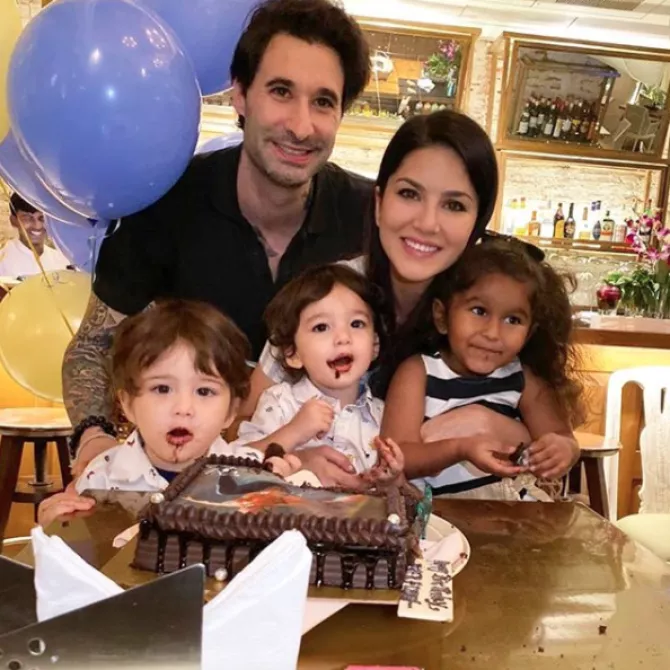 Sunny Leone, Daniel Weber, Nisha Kaur Weber, Asher Singh Weber and Noah Singh Weber
