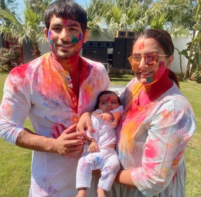 Geeta Phogat, Pawan Kumar Saroha and Arjun Saroha