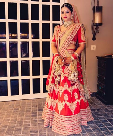 Red and Gold lehenga look
