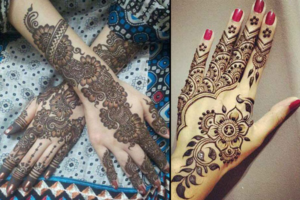 popular mehendi designs for karva chauth floral