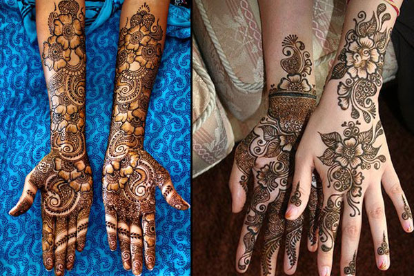 popular mehendi designs for karva chauth floral