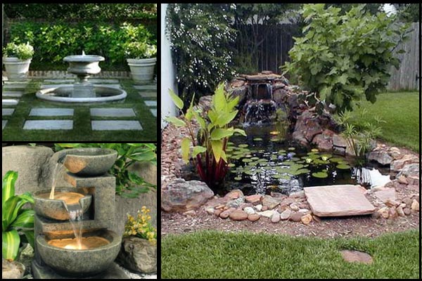 small fountain in garden
