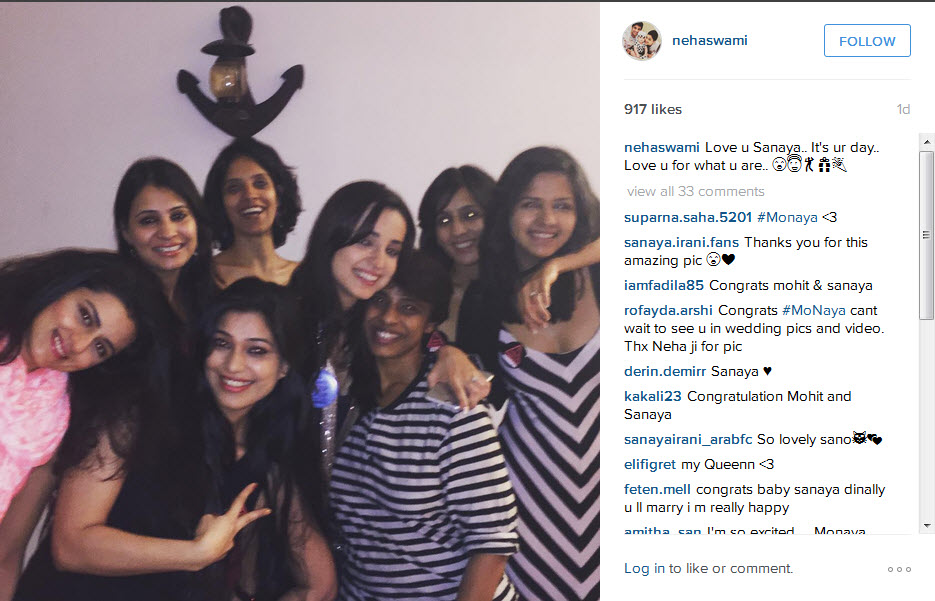 sanaya mohit bachelor parties