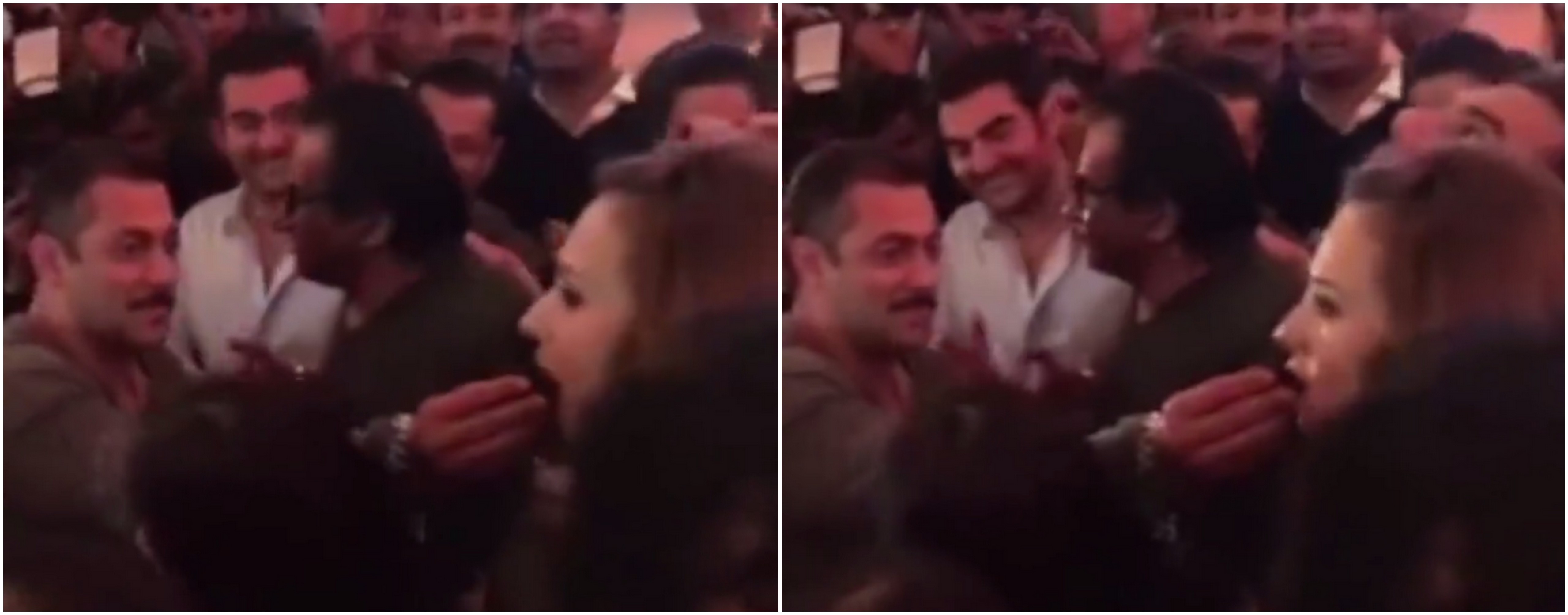 salman khan feeding his birthday cake to rumoured girlfriend Iulia Lantur on his 50th birthday