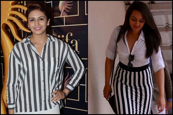 stripped clothing for apple shaped woman - bollywood shaadis