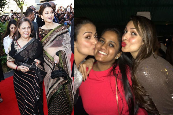 Aishwarya and Jaya Bachchan, Malaika Arora Khan with Arpita Khan