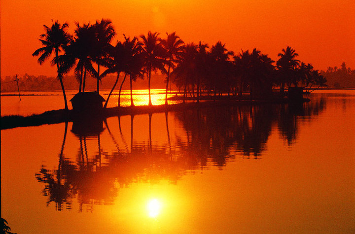 beautiful sunset Kerala backwaters