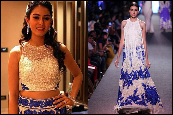 mira rajput manish malhotra blue and white lehenga- bollywoodshaadis