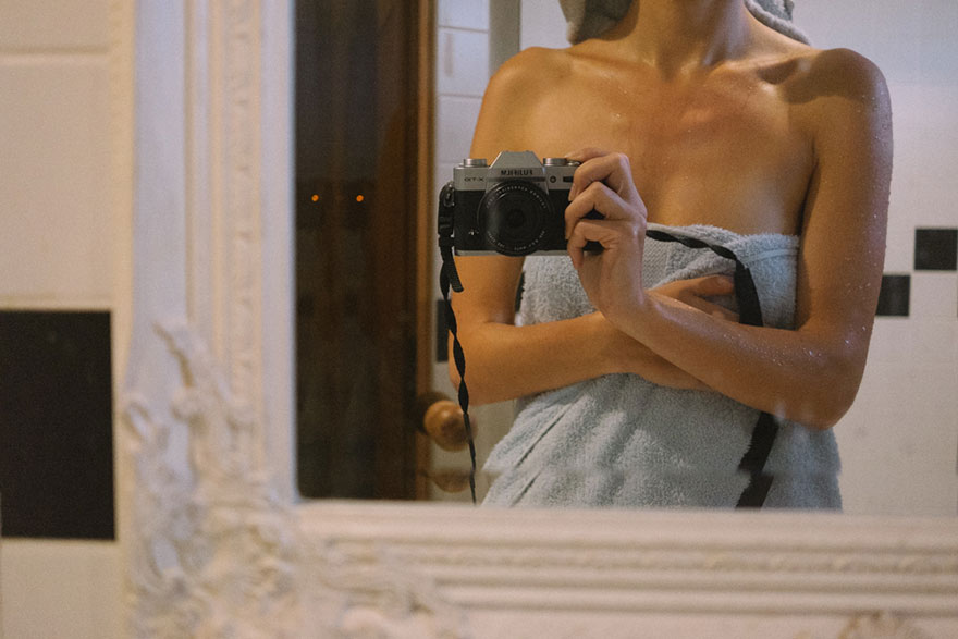 bride lisa lutza of estonia clicks her own pictures on her wedding day on 28 august 