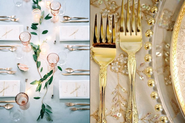wedding decor cutlery golden