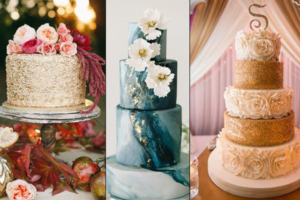 wedding decor golden cakes