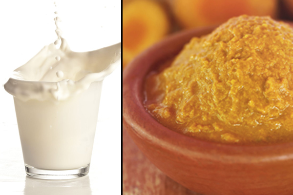 Milk and sandalwood & turmeric paste
