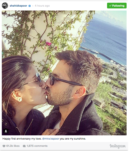 Shahid Kapoor Mira Anniversary