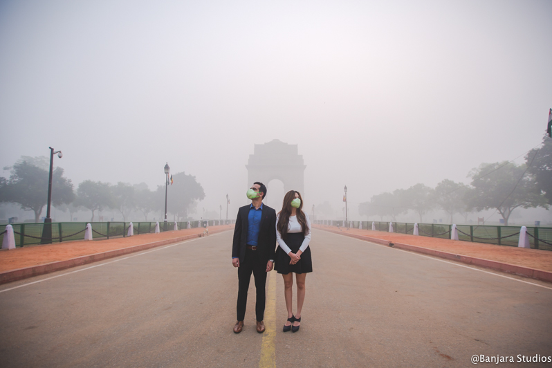 Delhi Pollution Pre-Wedding Photo Shoot