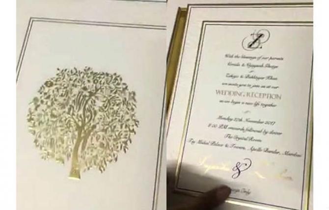 Zaheer Khan Sagarika Ghatge Wedding Card
