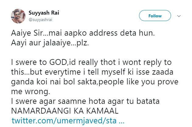 Suyyash rai lashing out at abuser