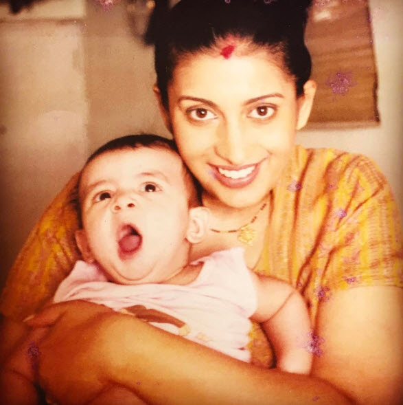 Smriti Irani with her baby