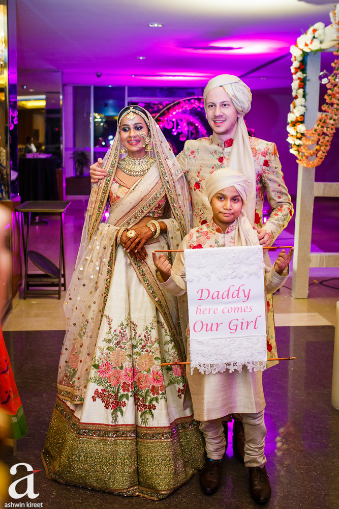 Archana with husband and son